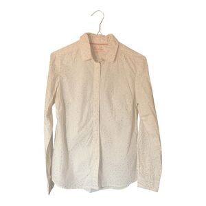 Boden The Classic Shirt Metallic Polka Dot Size 4 White Gold